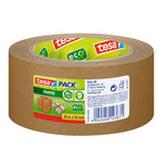Rollo de cinta de embalaje de papel TESA ecoLogo de 50m x 50mm color marrón natural.