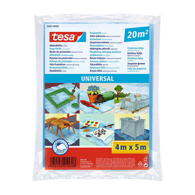 Plástico protector tesa Universal de 20 metros cuadrados para pintura y reformas 4x5m resistente a roturas