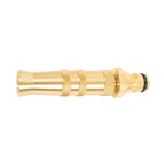 Lanza para manguera de latón con acabado moleteado para agarre ergonómico y conector rápido.