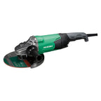 Amoladora angular profesional HiKOKI G23SW2W7 de 230mm y 2200W con empuñadura lateral negra.