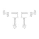 Despiece de kit de bisagras de nylon blanco para instalación de tapa WC Roca Victoria.