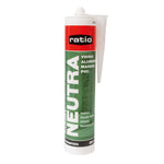 Cartucho de silicona neutra RATIO transparente 300ml para vidrio aluminio madera y PVC