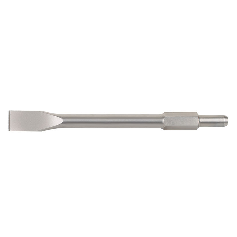 Cincel plano de alta resistencia para martillo demoledor con inserción hexagonal.