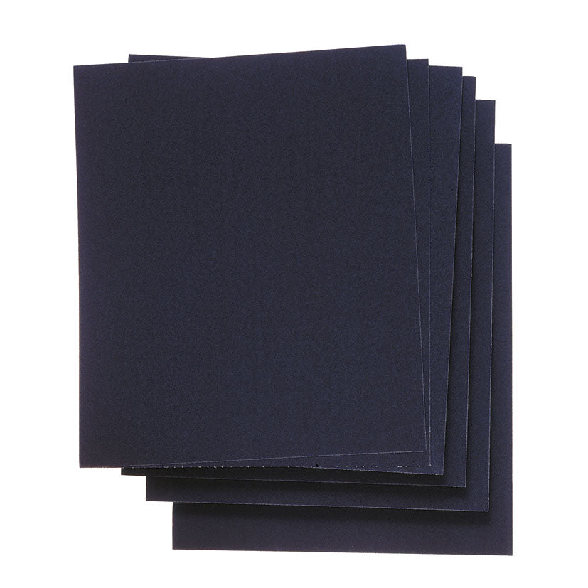 Pack de 6 hojas de tela esmeril abrasiva RATIO color azul para lijado de metales.