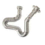 Sifón flexible extensible HABITEX cromado con diseño articulado para desagües de baño y cocina.