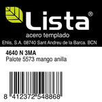 Detalle de etiqueta del palote LISTA 4640 N 3MA mango anilla con código EAN.