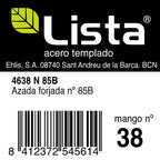 Etiqueta técnica azada forjada Lista 4638N85B para mango número 38
