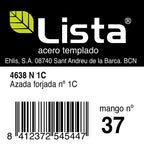 Etiqueta técnica de la azada forjada LISTA Nº1 con código de barras y referencia 4638 N 1C