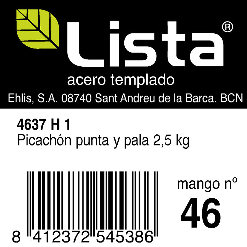 Etiqueta de picachón LISTA ref 4637 H1 de 2,5 kg en acero templado.