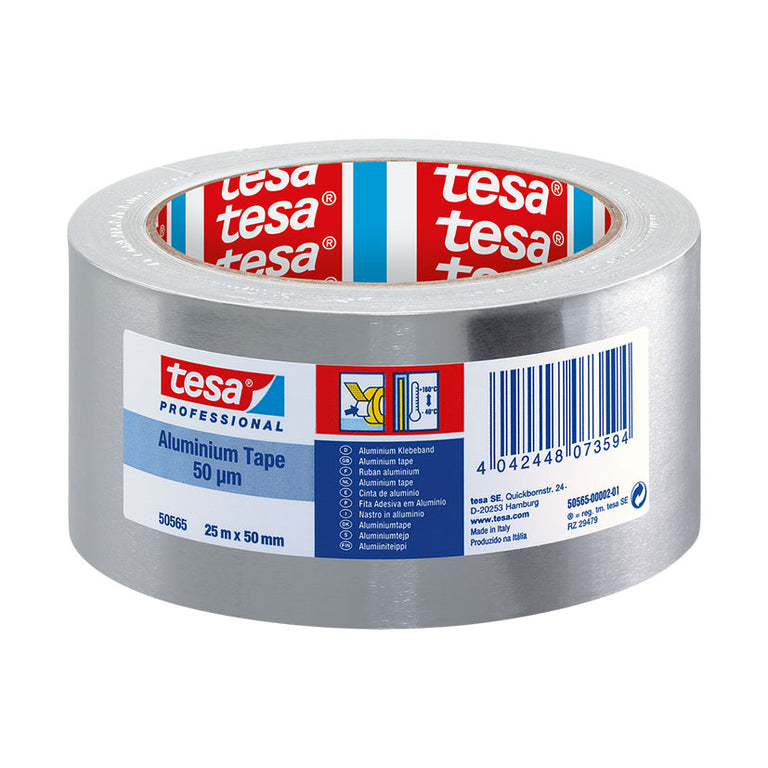 Cinta de aluminio profesional TESA de 50mm x 25m para sellado térmico e industrial