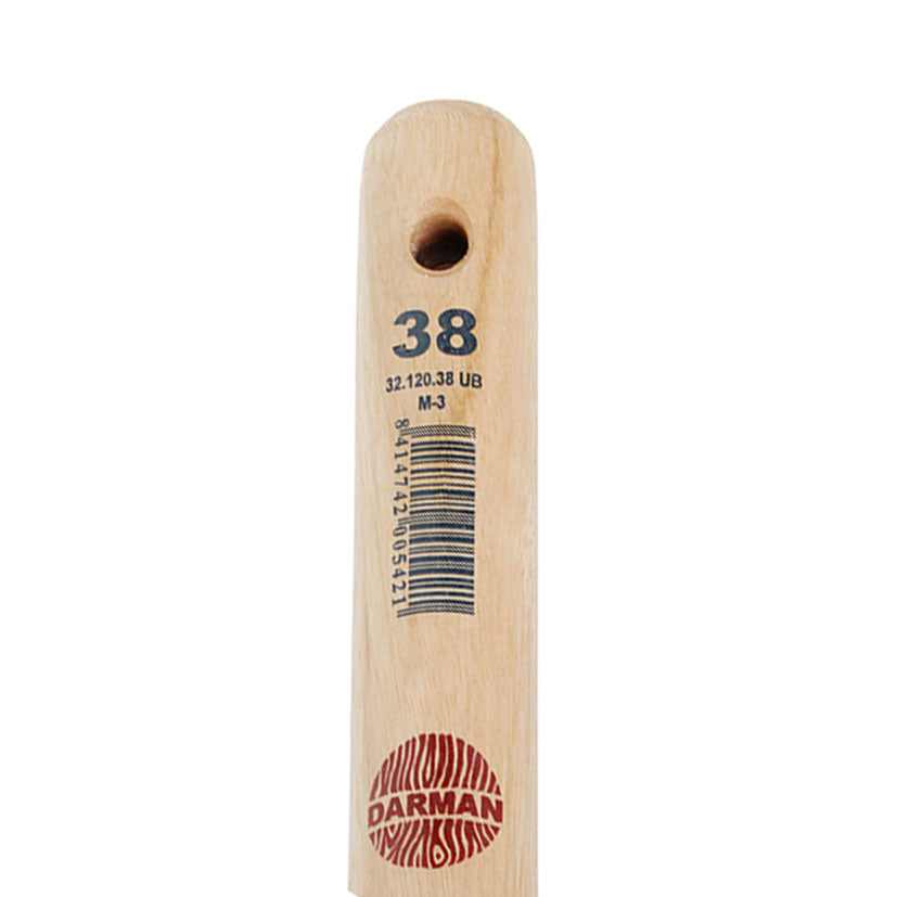 Detalle del mango de madera para azada medida 38 mm con logo DARMAN