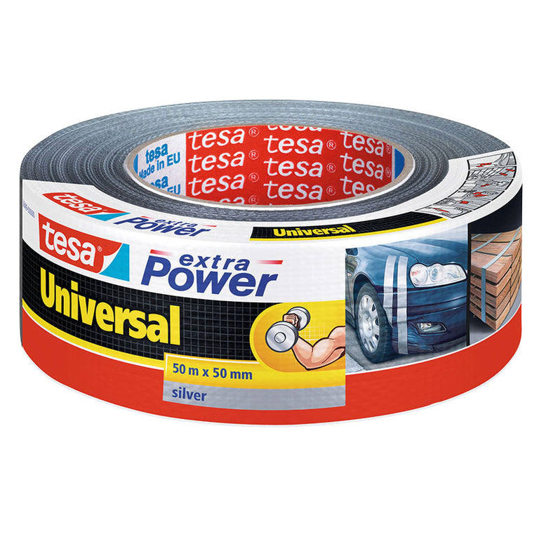 Cinta americana TESA Extra Power Universal plata 50m x 50mm para reparaciones