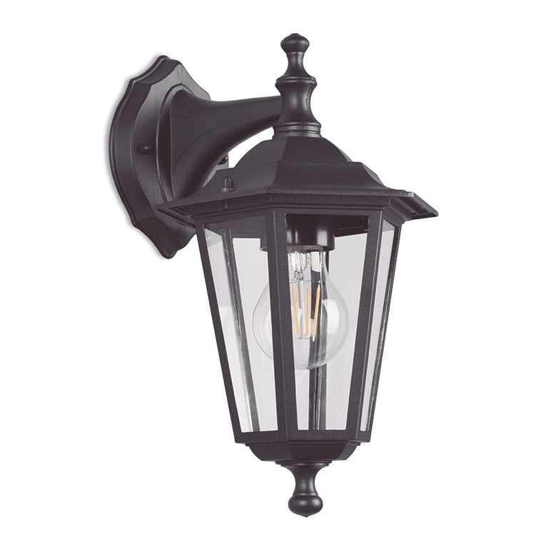 Aplique exterior descendente DUOLEC Classic negro diseño farol tradicional