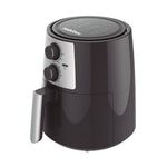 Vista lateral de la Air Fryer HABITEX CC4835 mostrando el diseño compacto y el mango ergonómico de la cesta.