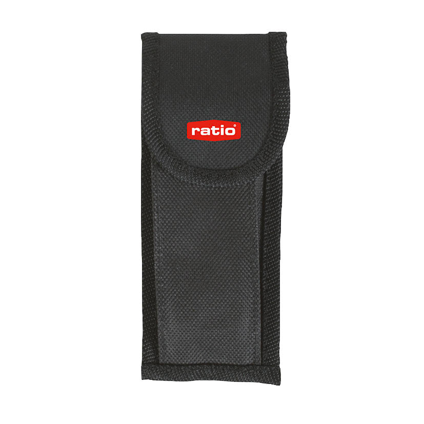 Funda protectora de nailon negra con logotipo RATIO para multiherramientas