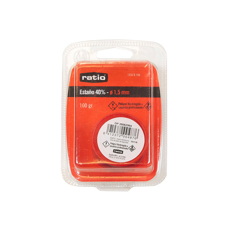 Bobina estaño 40% RATIO diámetro 1,5mm 100g hilo para soldar
