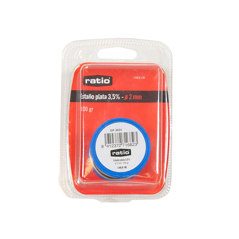 Bobina estaño plata 3,5% RATIO diámetro 2mm 100g en blíster