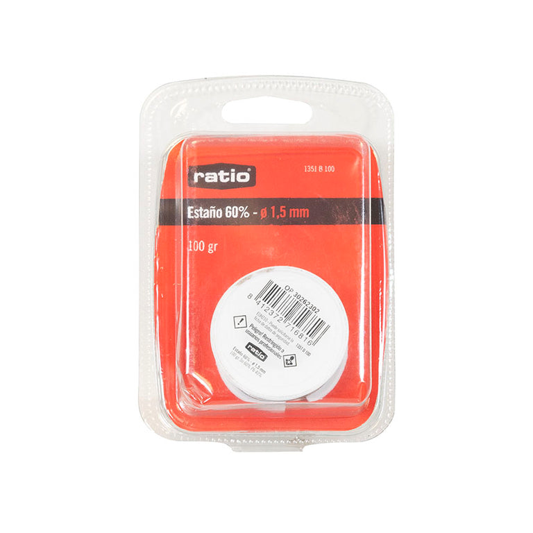 Bobina estaño 60% RATIO diámetro 1,5mm 100g soldadura eléctrica