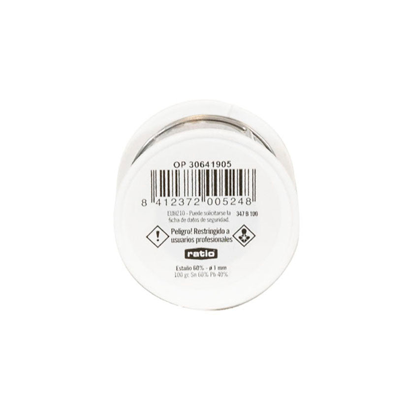Hilo de estaño RATIO 60% Sn de 1 mm y 100 g para electrónica de precisión.