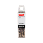 Pack de brocas para metal RATIO HSS-CO en estuche de plástico protector transparente.