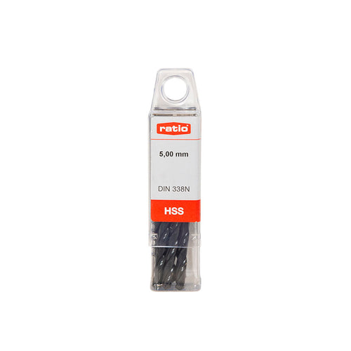 Estuche de plástico con brocas para metal RATIO 1594 de 5 mm DIN 338N