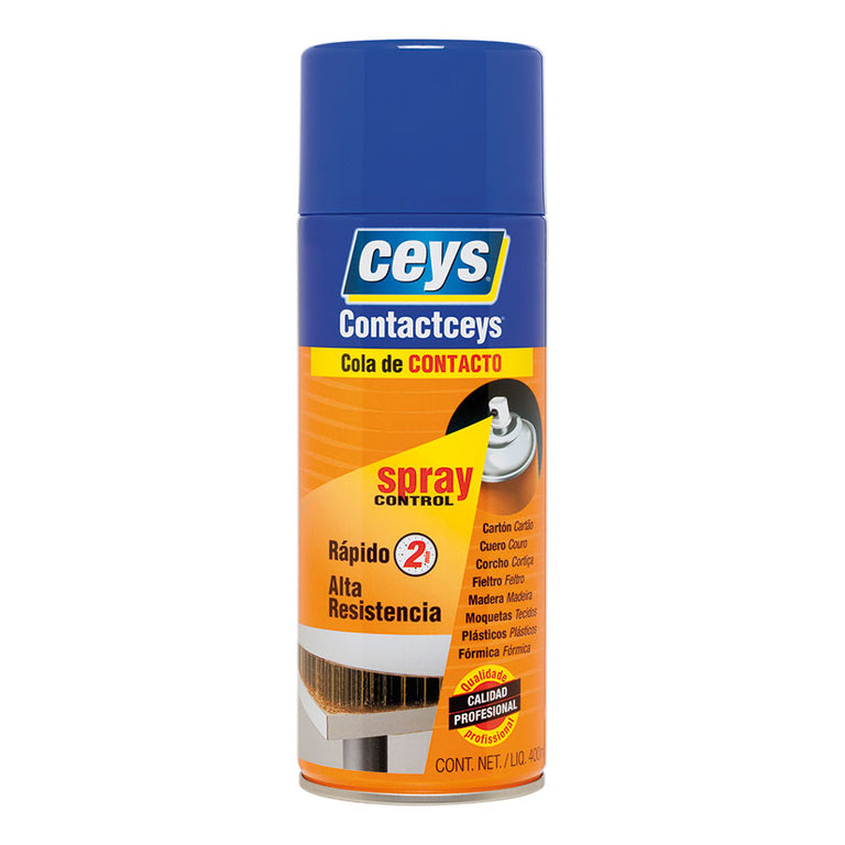 Adhesivo de contacto Ceys Spray Control 400ml con boquilla regulable para pegado rápido de madera, cuero y plásticos