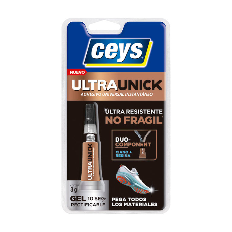 Tubo de 3g de adhesivo universal instantáneo CEYS UltraUnick Gel ultra resistente