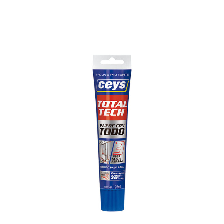 Tubo de adhesivo Ceys Total Tech 125ml transparente para pegado y sellado flexible ultraresistente