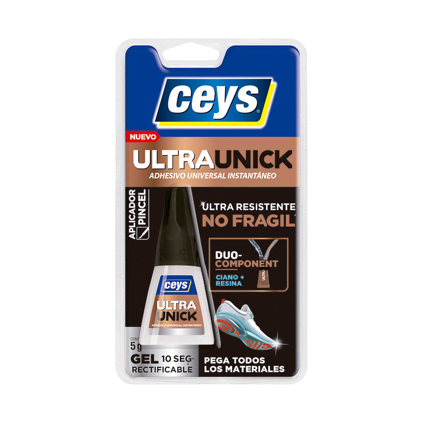 Adhesivo CEYS UltraUnick Gel 5g con aplicador de pincel para máxima precisión