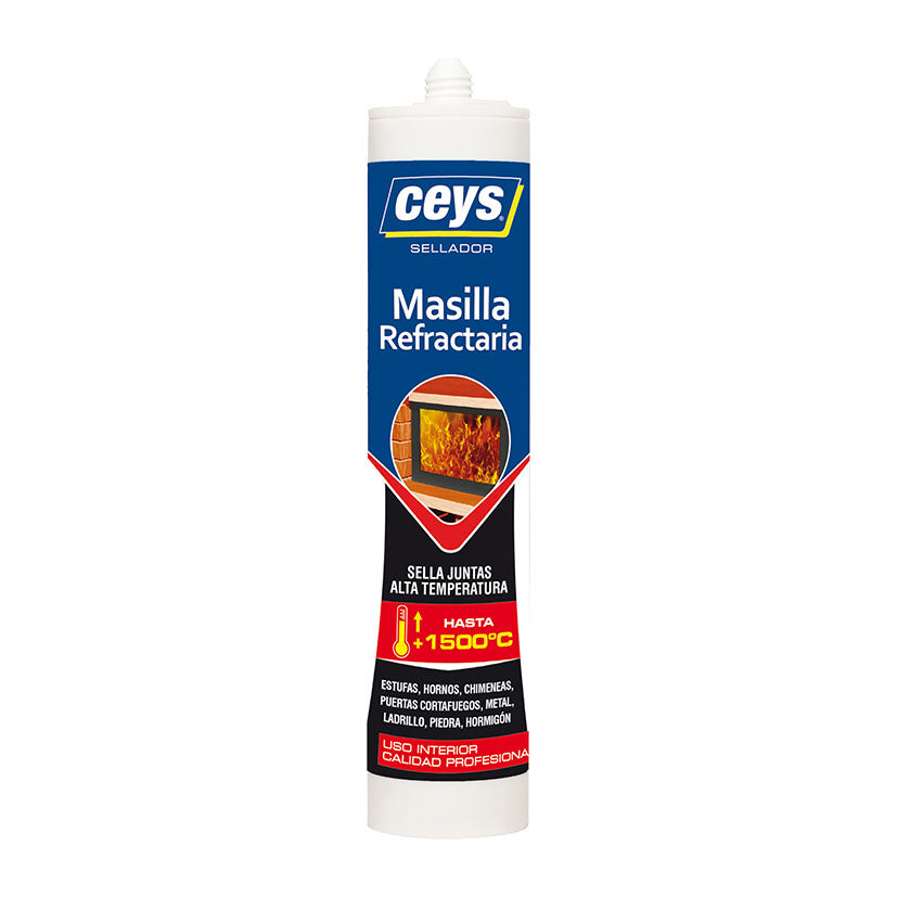 Cartucho de masilla refractaria Ceys negra para sellar juntas en chimeneas y hornos con resistencia hasta 1500 grados
