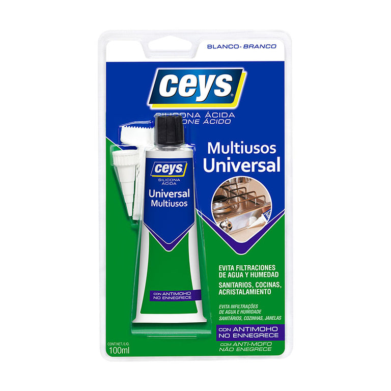 Tubo de silicona ácida Ceys Sellaceys blanca 100ml antimoho para juntas de cocina y baño