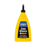 Bote de cola blanca rápida Ceys 500g con aplicador de precisión para madera.