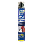 Espuma de poliuretano CEYS Espumax 750ml, alta expansión 300% y aislamiento acústico de 60dB para construcción.