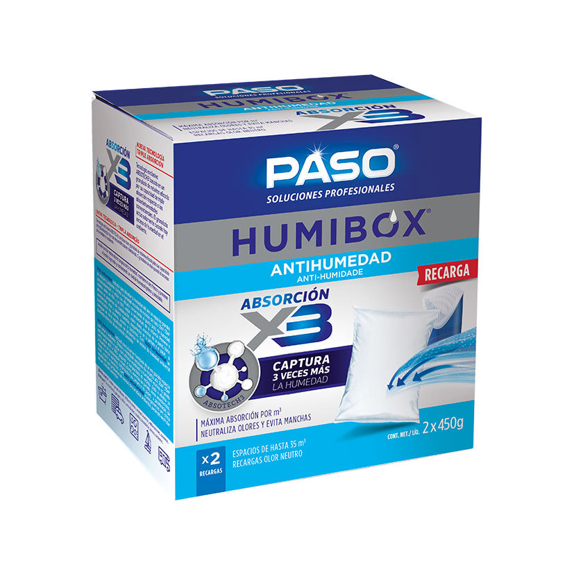 Recambio para absorbehumedad PASO Humibox pack de 2 unidades de 450g con tecnología Absotech3.