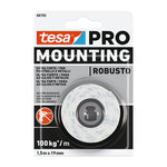 Blíster de cinta adhesiva de doble cara tesa PRO Mounting Robusto de 1,5m x 19mm para fijación extra fuerte.
