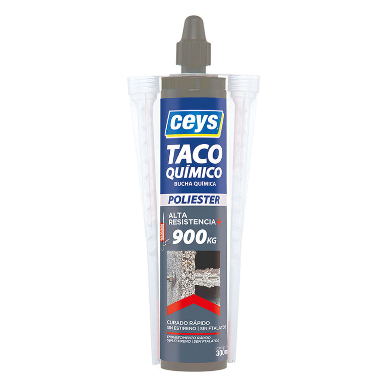Cartucho de taco químico Ceys Poliéster 300ml con cánulas para anclajes de alta resistencia hasta 900kg