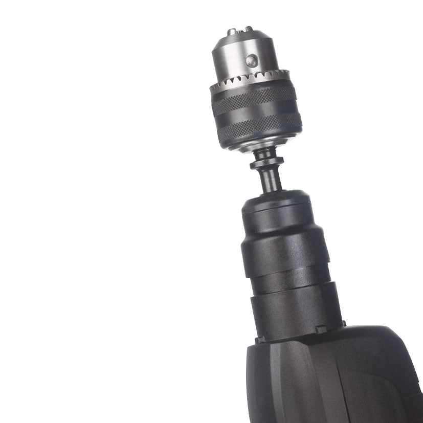 Adaptador SDS Plus RATIO montado y listo para usar en el cabezal de un taladro profesional.