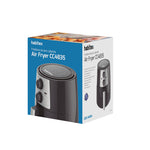 Caja del producto Freidora de aire caliente HABITEX CC4835 con especificaciones técnicas y funciones destacadas.