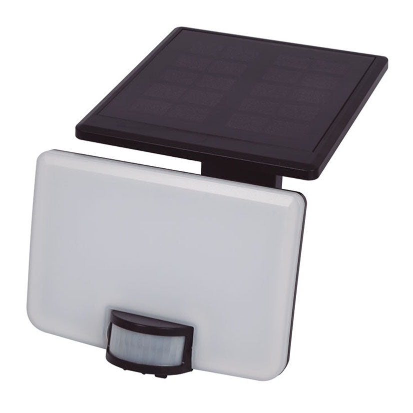 Foco solar LED DUOLEC Luna negro con panel solar superior y sensor de movimiento