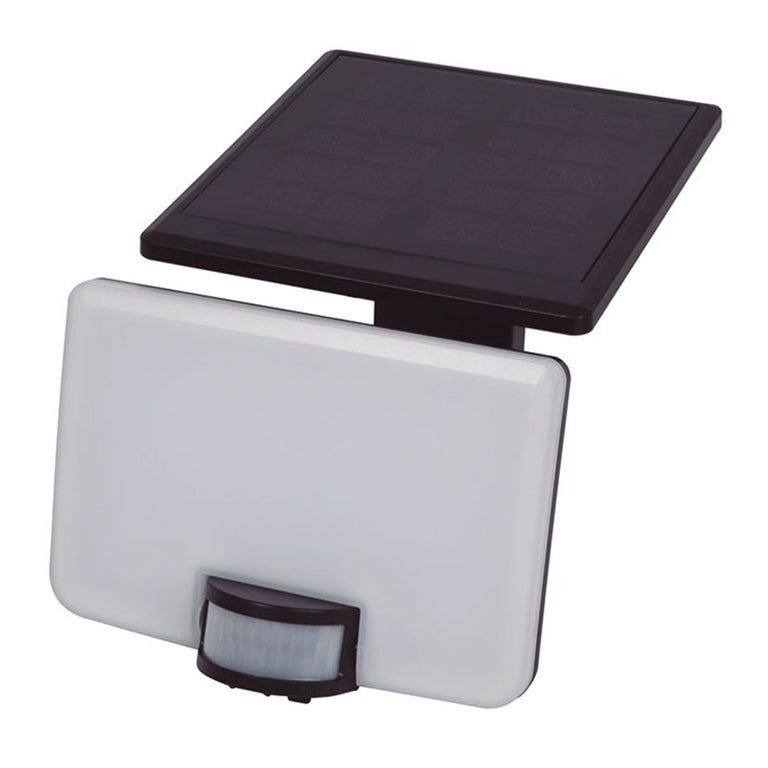 Foco solar LED DUOLEC Luna negro con panel solar superior y sensor de movimiento
