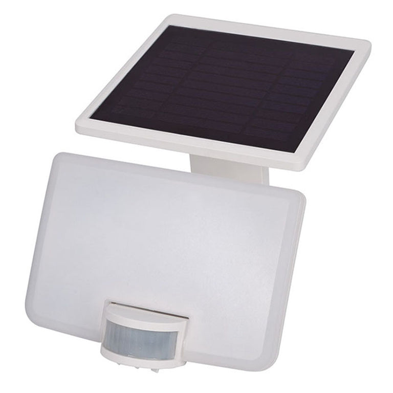Vista frontal de foco solar blanco DUOLEC Luna para iluminación exterior