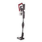 Aspirador escoba sin cable HABITEX VC95218P con tubo articulado y diseño ergonómico en rojo y negro.