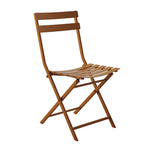 Silla metálica plegable color ocre con tratamiento anticorrosión para exterior