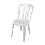Silla de resina modelo Bistro en color blanco apilable y resistente a rayos UV.