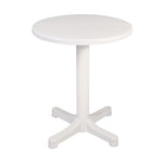 Mesa de exterior redonda blanca de 60 cm de diámetro fabricada en resina resistente