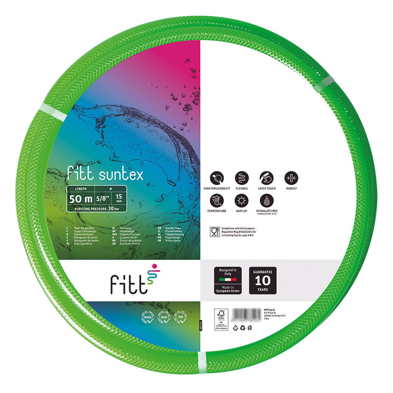 Vista superior manguera FITT Suntex 50m 15mm flexible con tecnología tacto látex
