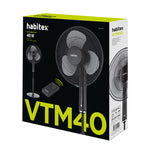 Caja de producto ventilador de pie Habitex VTM40 con especificaciones de 40W