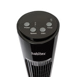 Panel de control superior del ventilador Habitex VT50 con indicadores LED y botones físicos