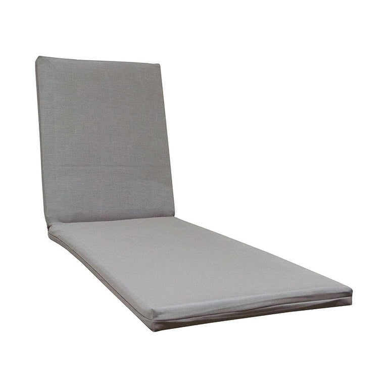 Cojín acolchado para tumbona de jardín color taupé de 187x55x6 cm con cierre de cremallera
