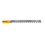 Hoja de sierra de calar RATIO RT144D para madera con anclaje tipo T y dentado triscado.